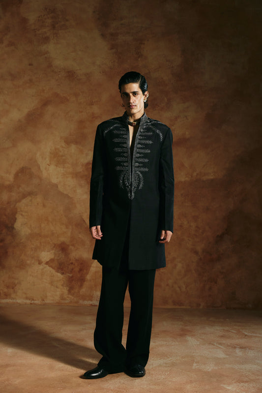 Black long jacket set