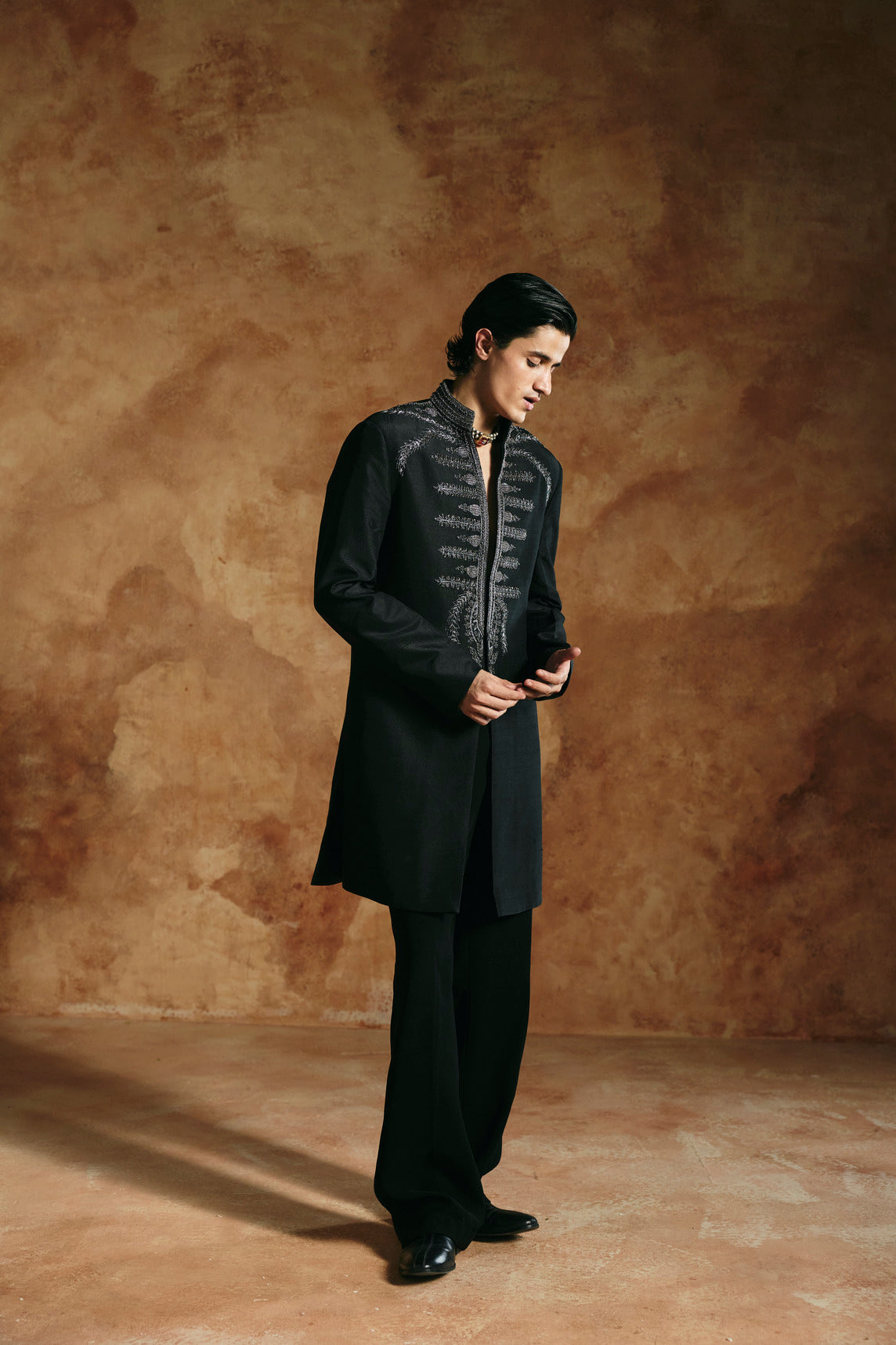 Black long jacket set