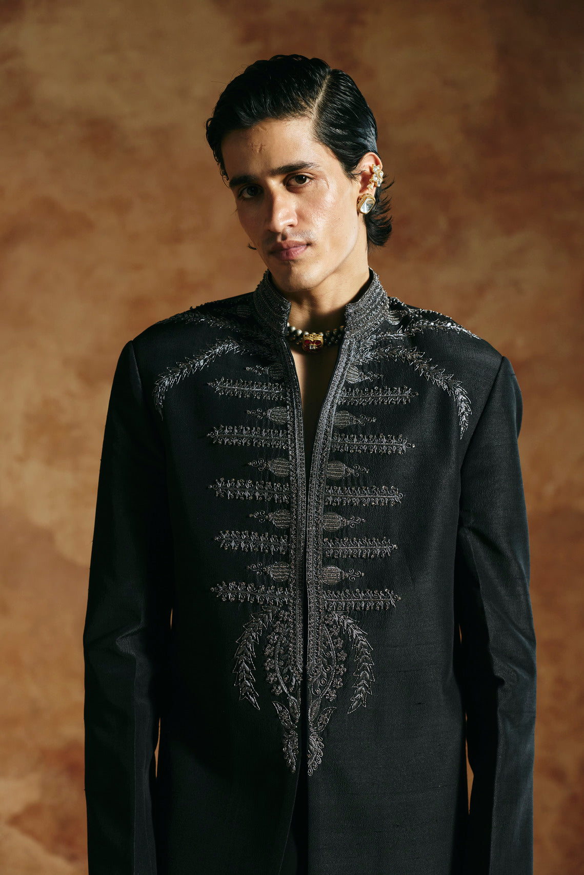 Black long jacket set