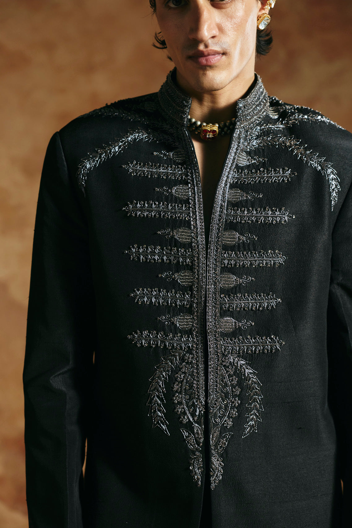 Black long jacket set