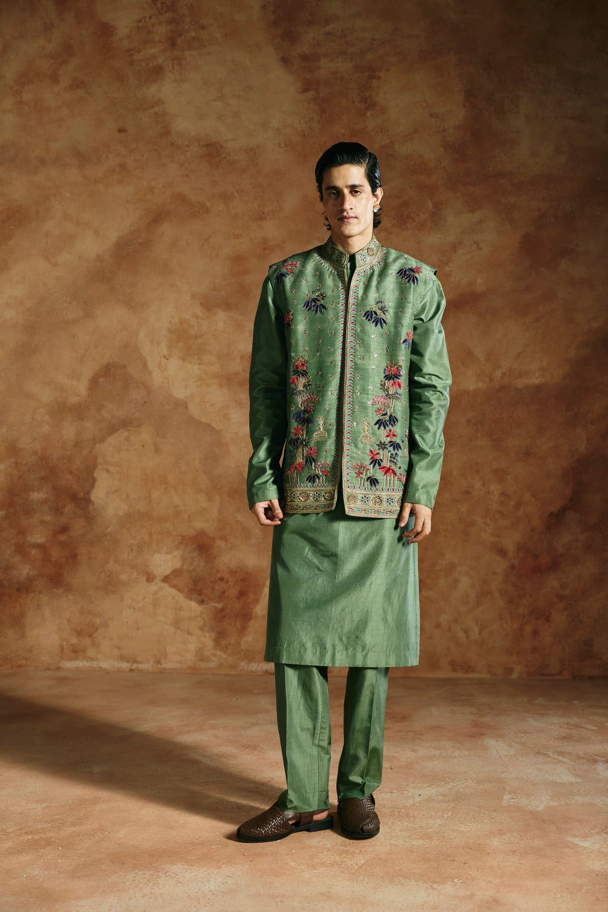 Green Nehru jacket