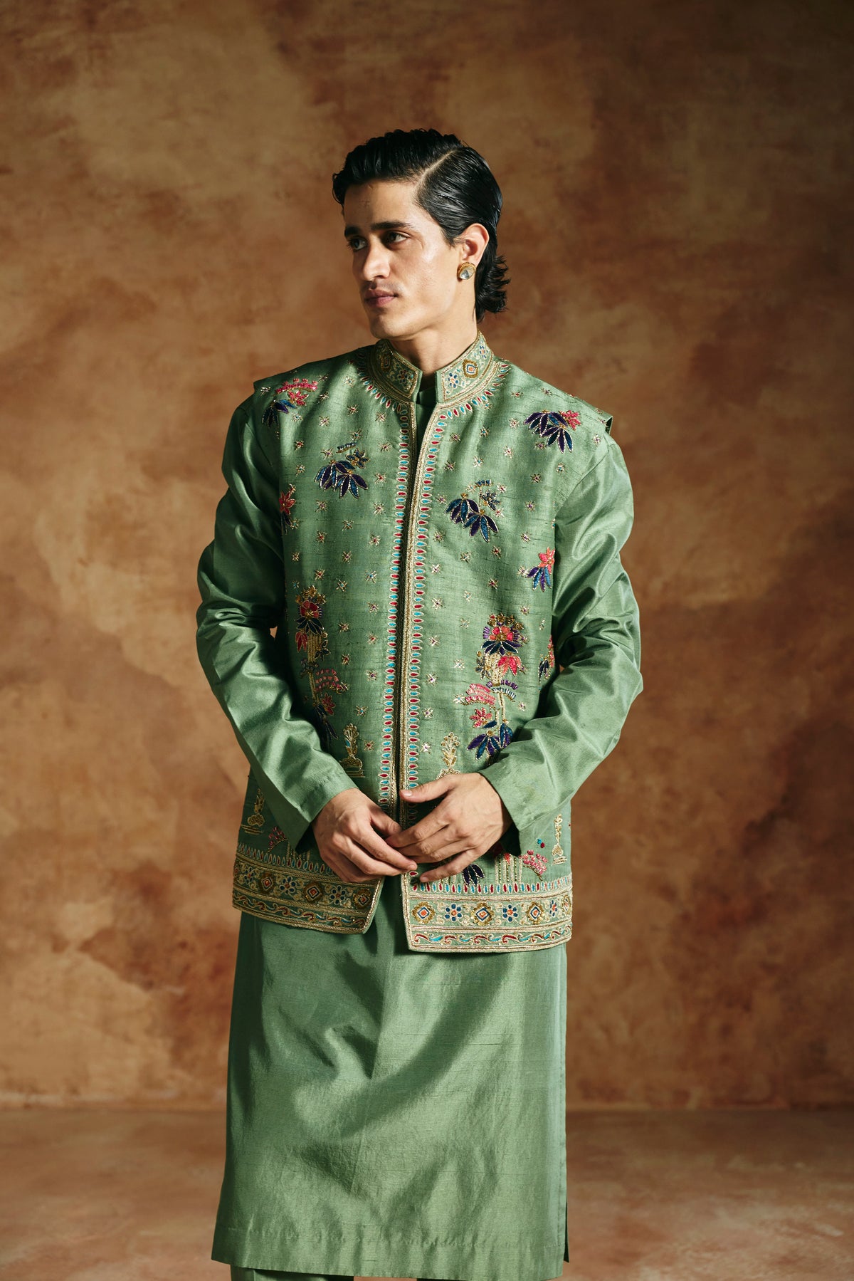 Green Nehru jacket