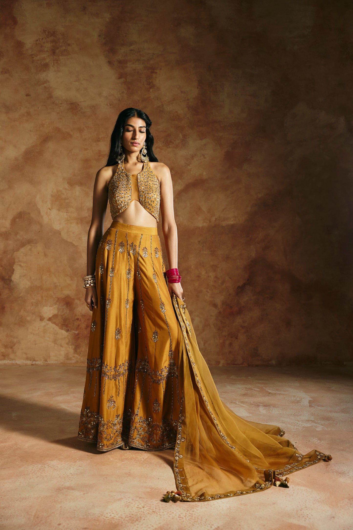 Mustard sharara set