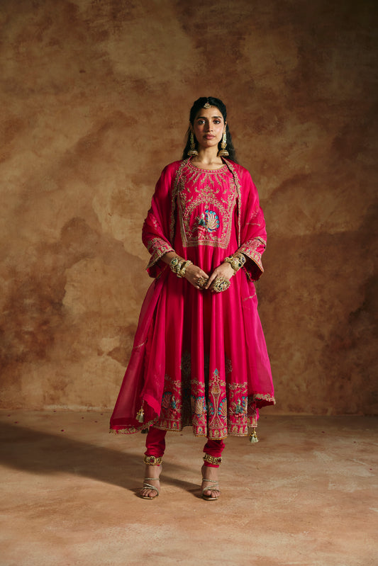 Fuchsia pink kurta set