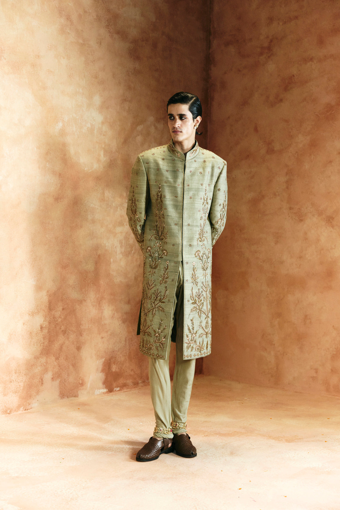 Earthy Green Sherwani set