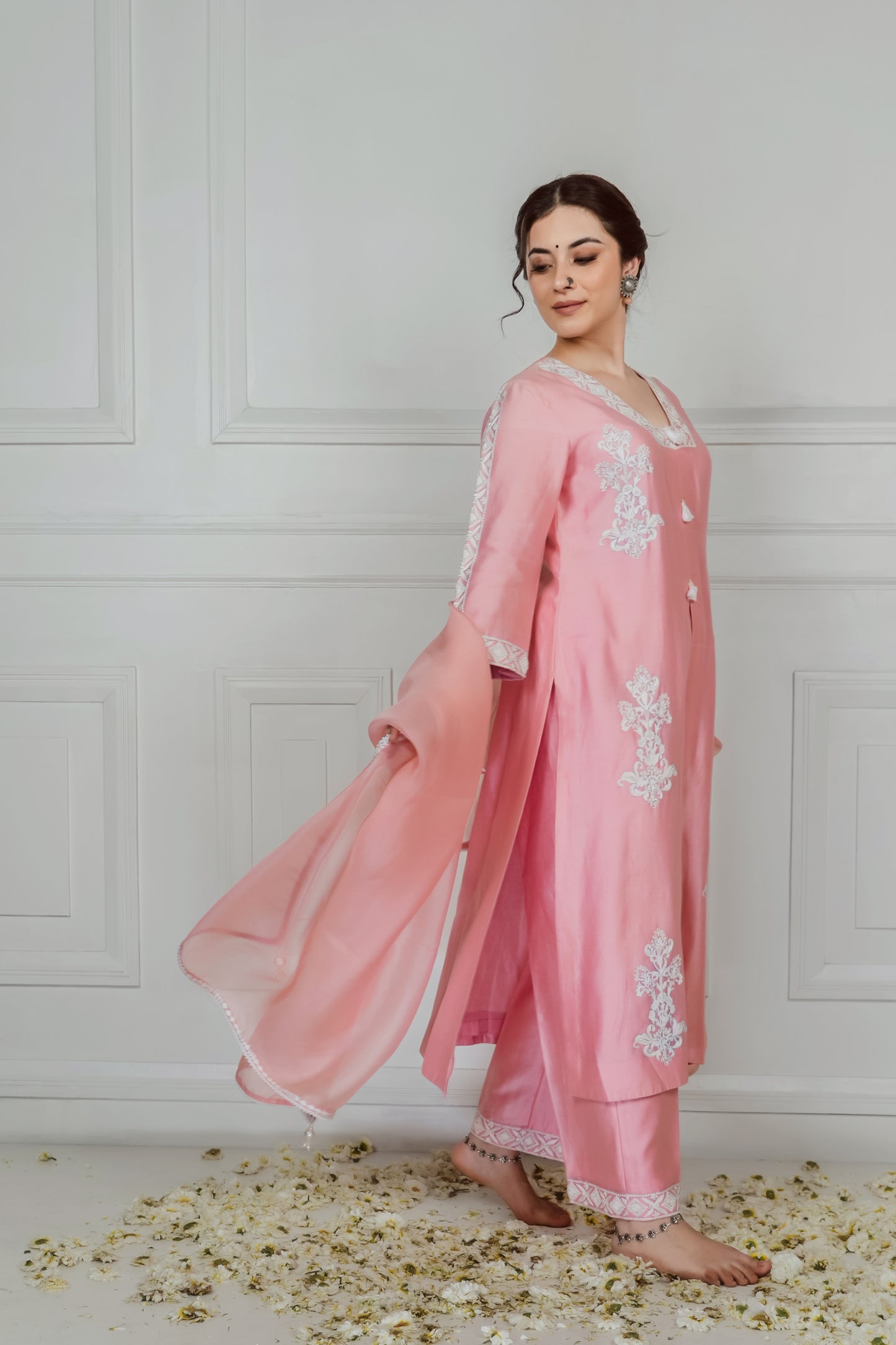 PEACH KURTA SET