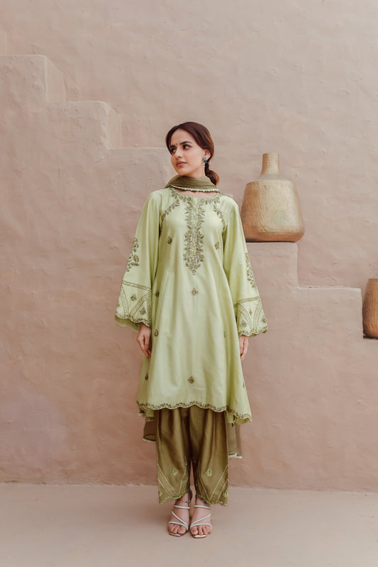 LIME GREEN KURTA SET