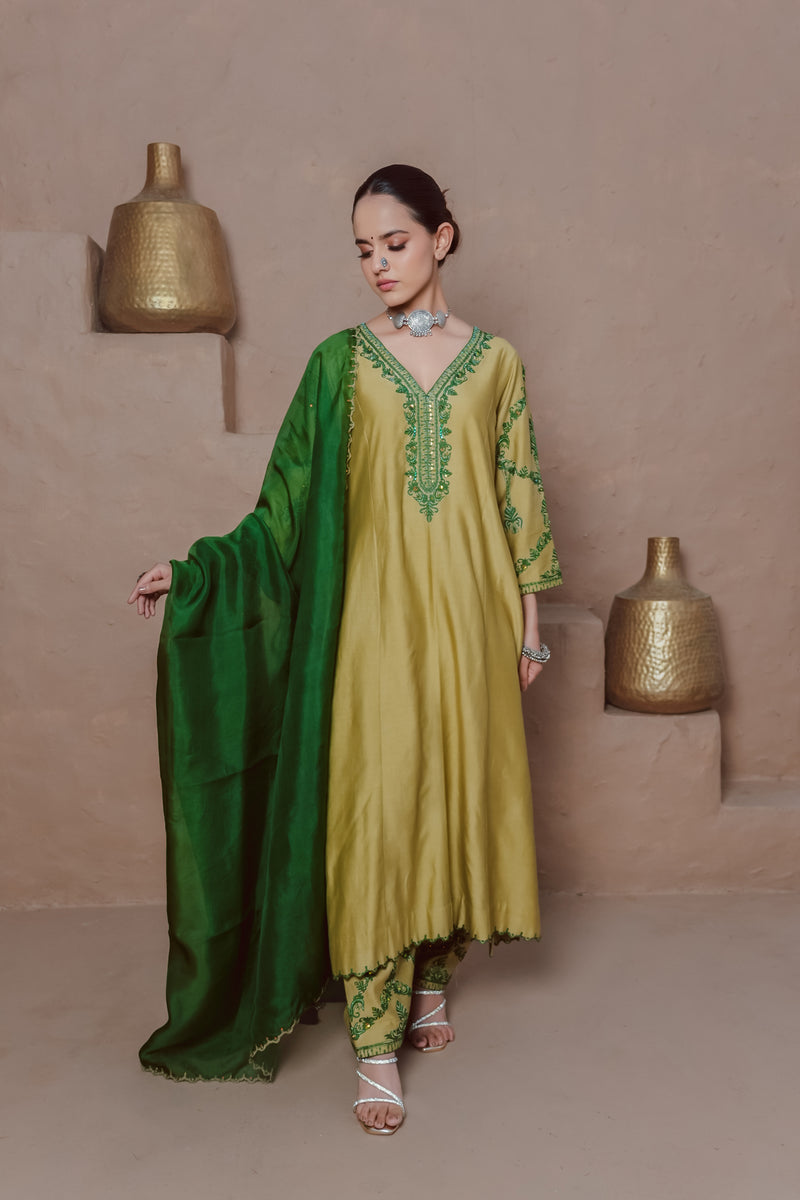 LIME GREEN KURTA SET