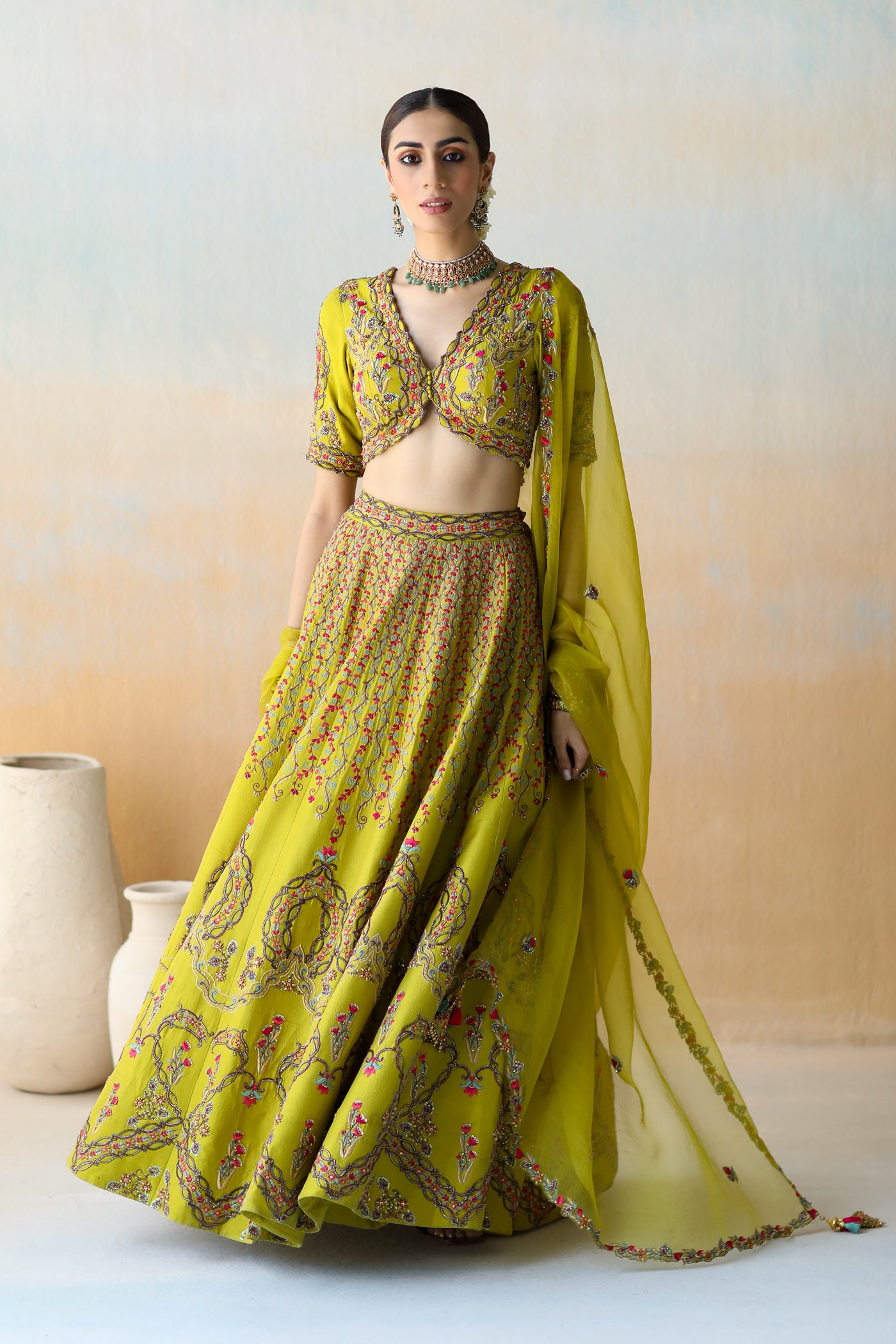 Lime green lehenga set