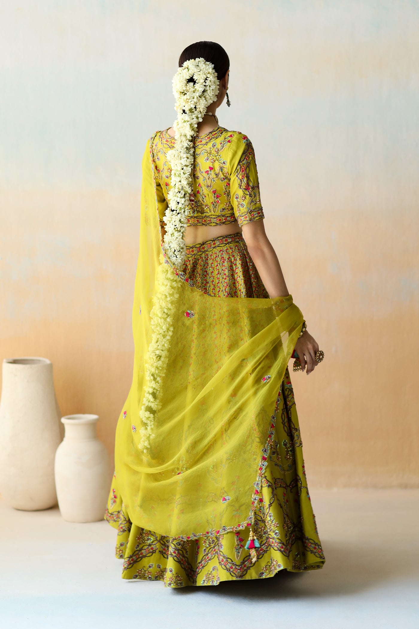 Lime green lehenga set