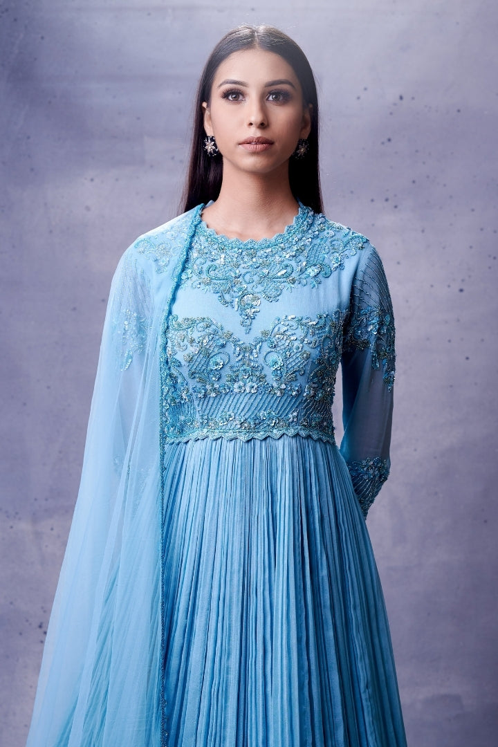 Ice Blue Anarkali Set