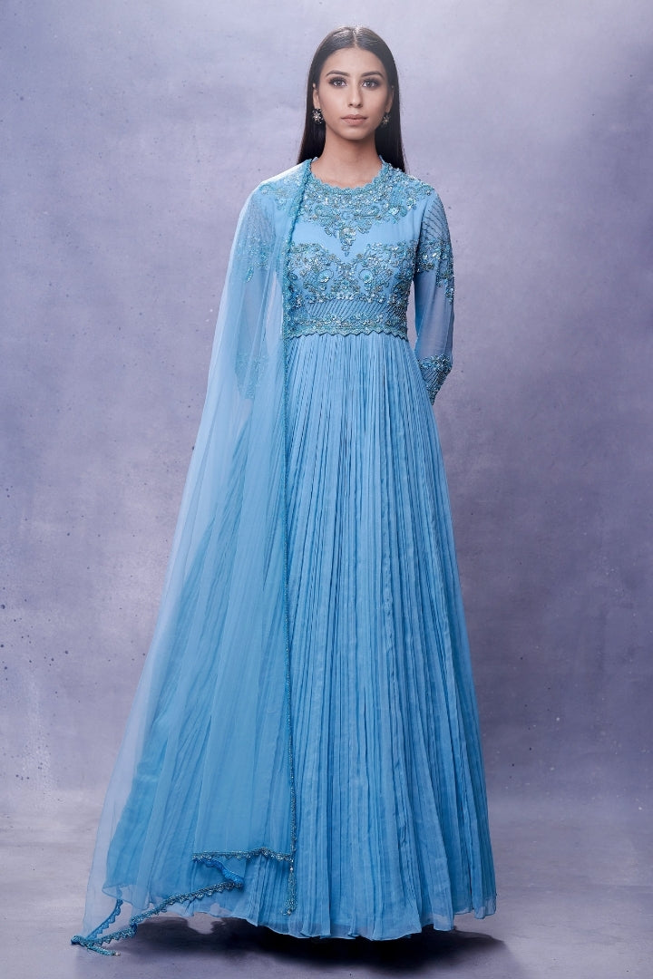 Ice Blue Anarkali Set