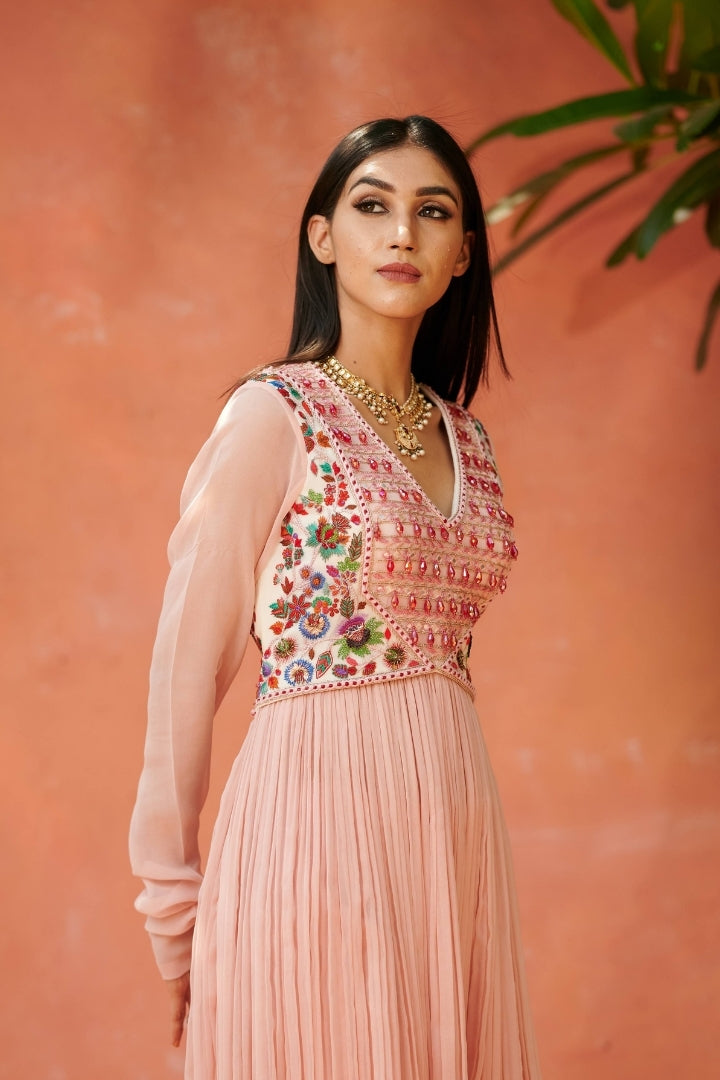 Blush Pink Embroidered Tunic Set