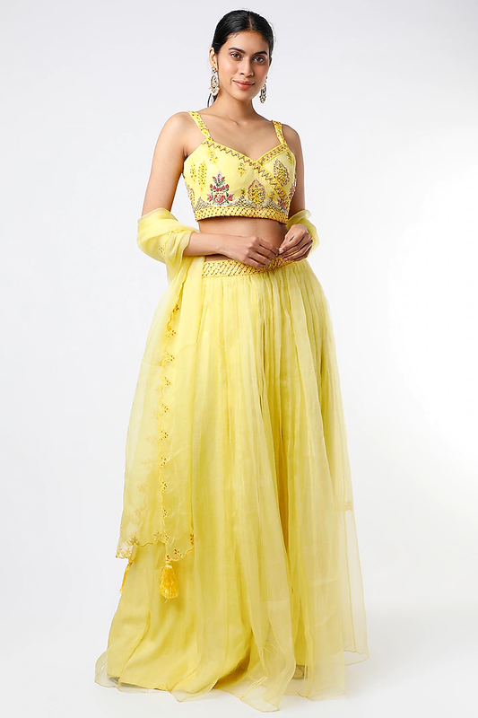 Yellow Georgette Skirt Set