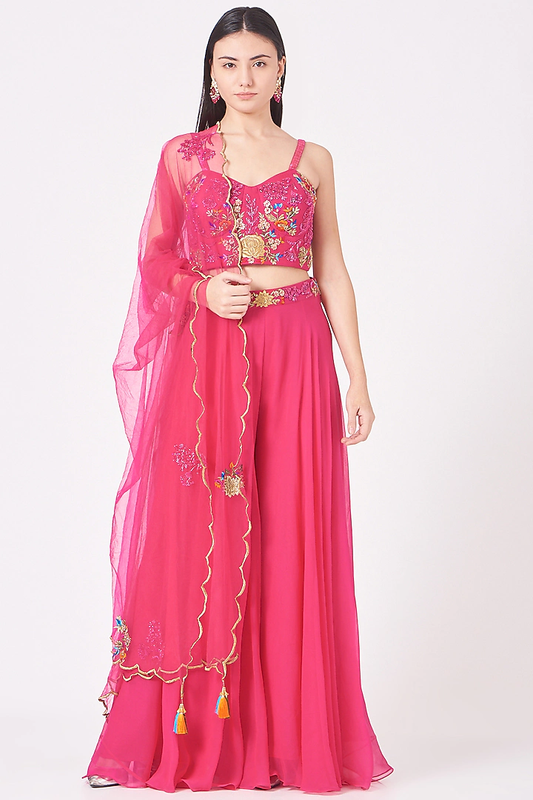 Hot Pink Flared Sharara Set