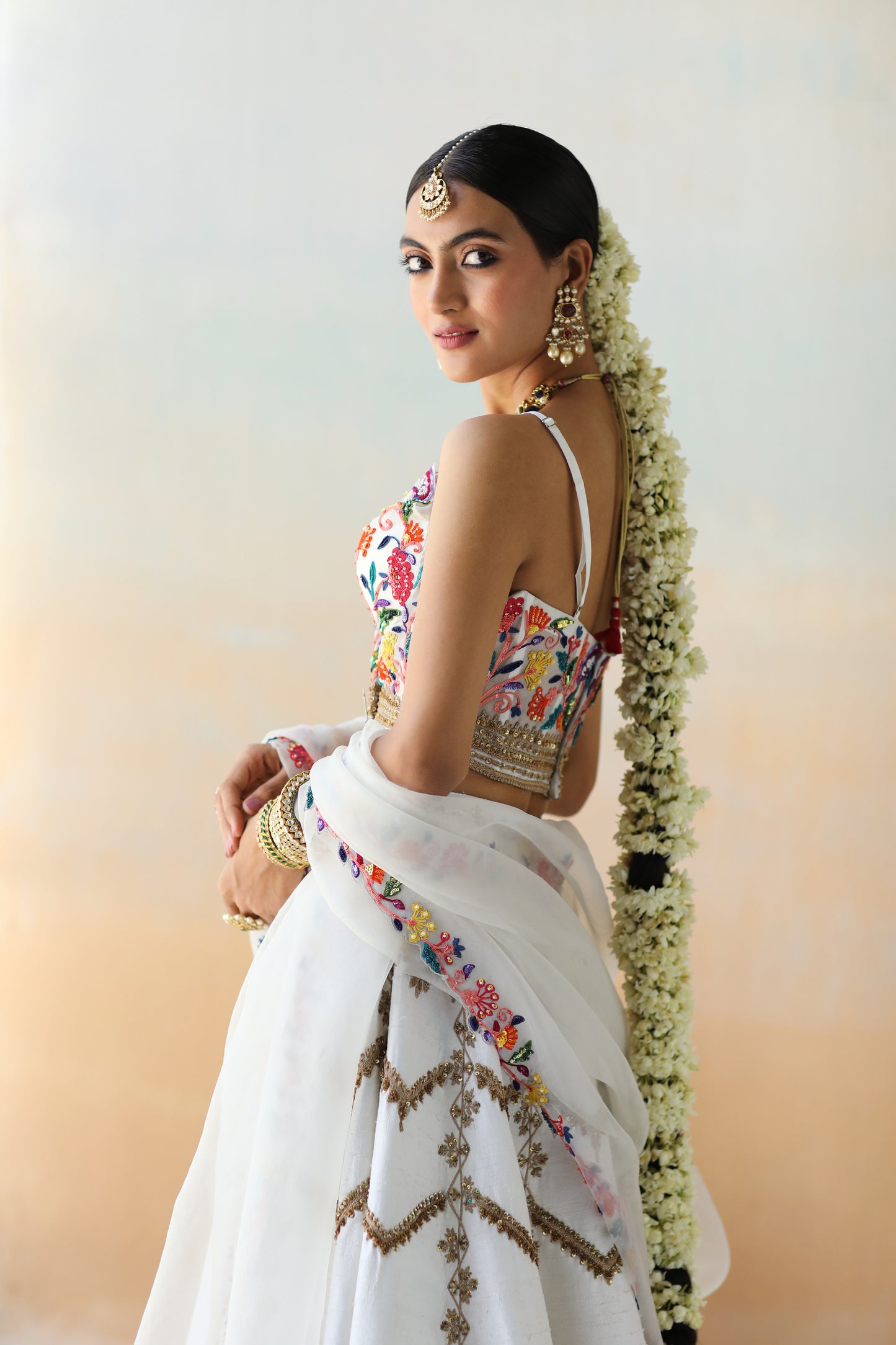 Bright white lehenga set