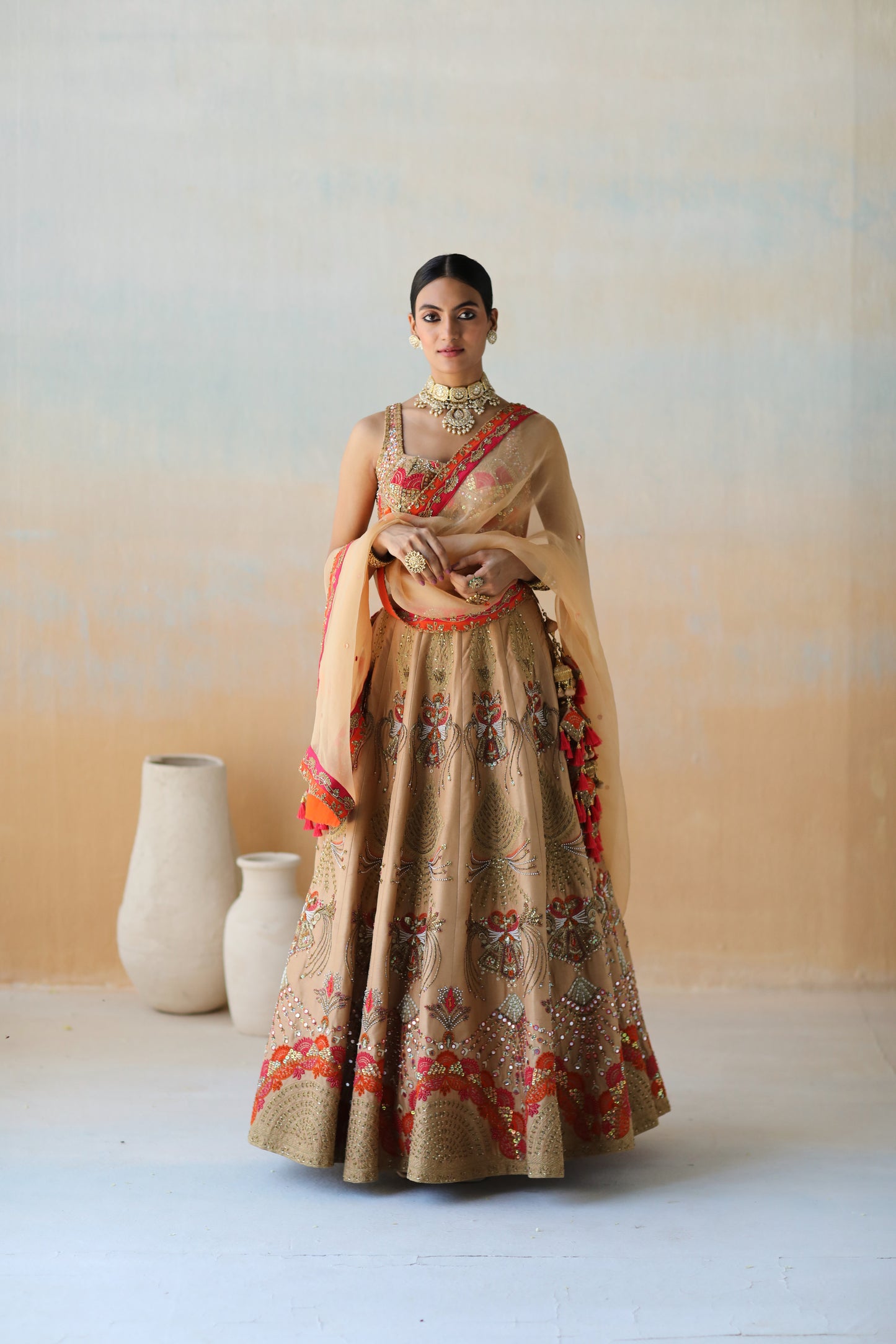 Dull gold Lehenga set