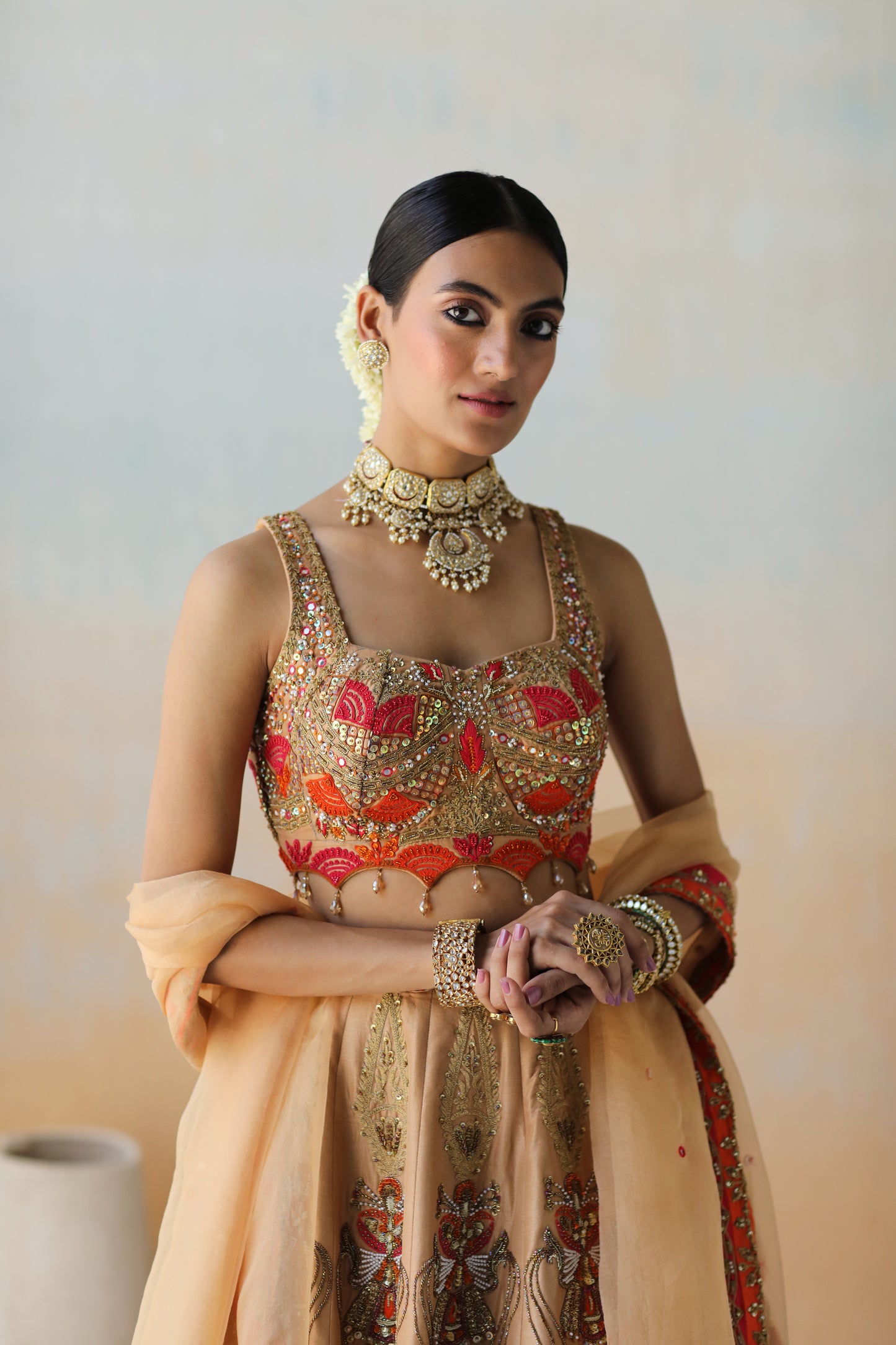 Dull gold Lehenga set