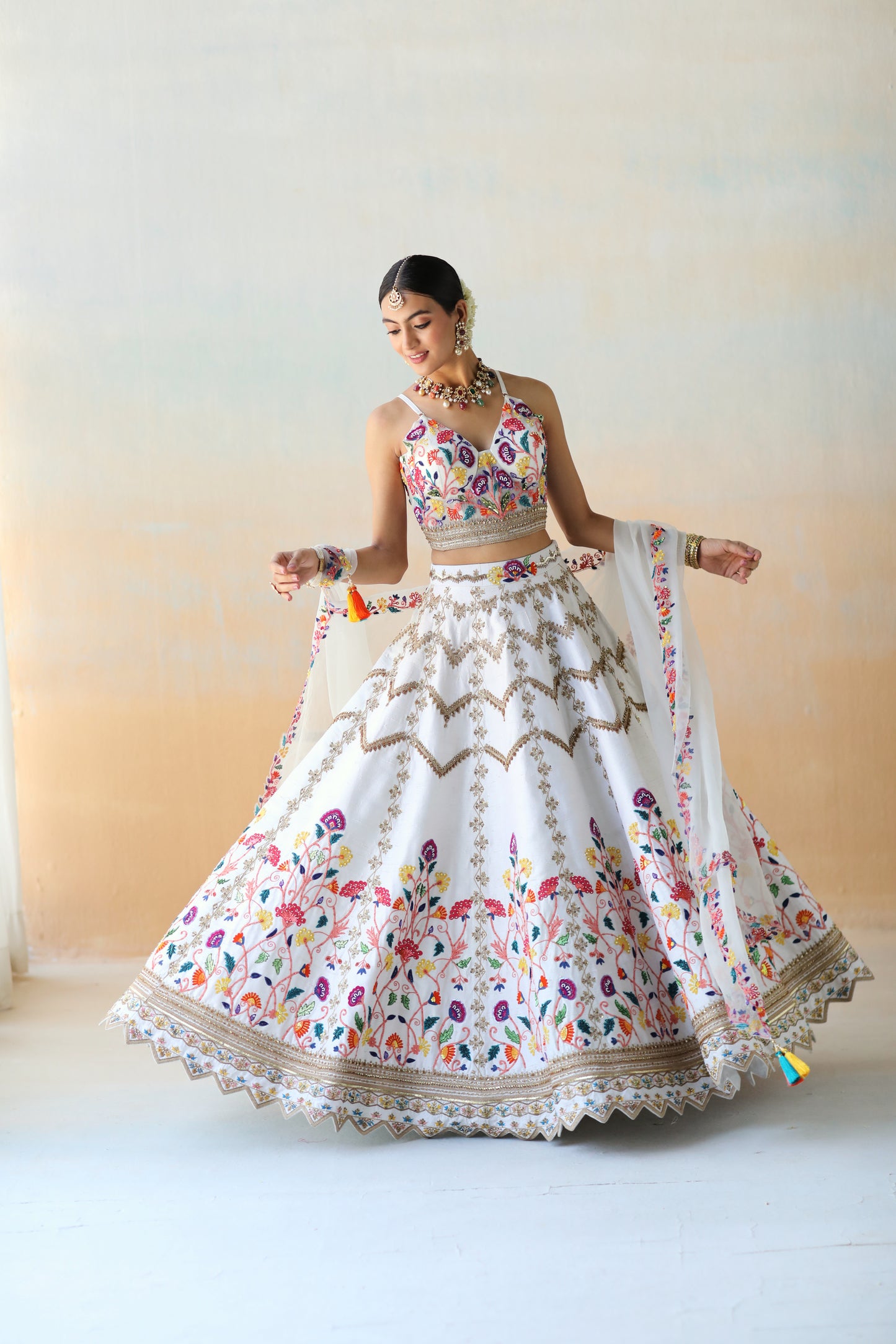 Bright white lehenga set