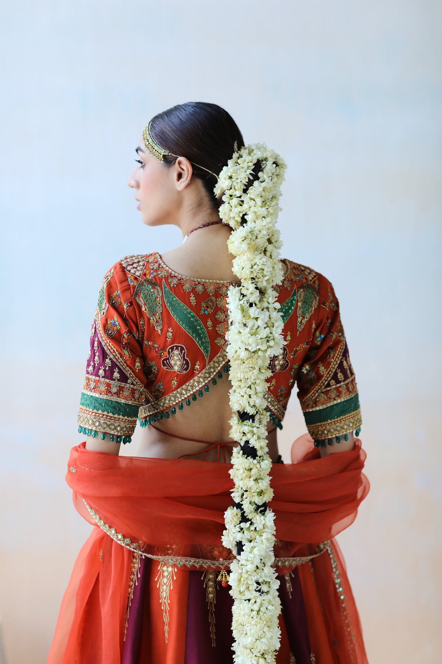 Rust & burgundy lehenga set