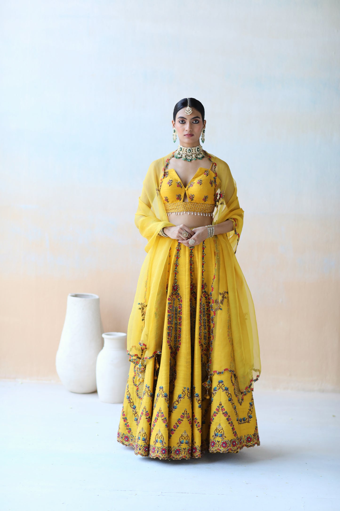 Mango yellow lehenga set