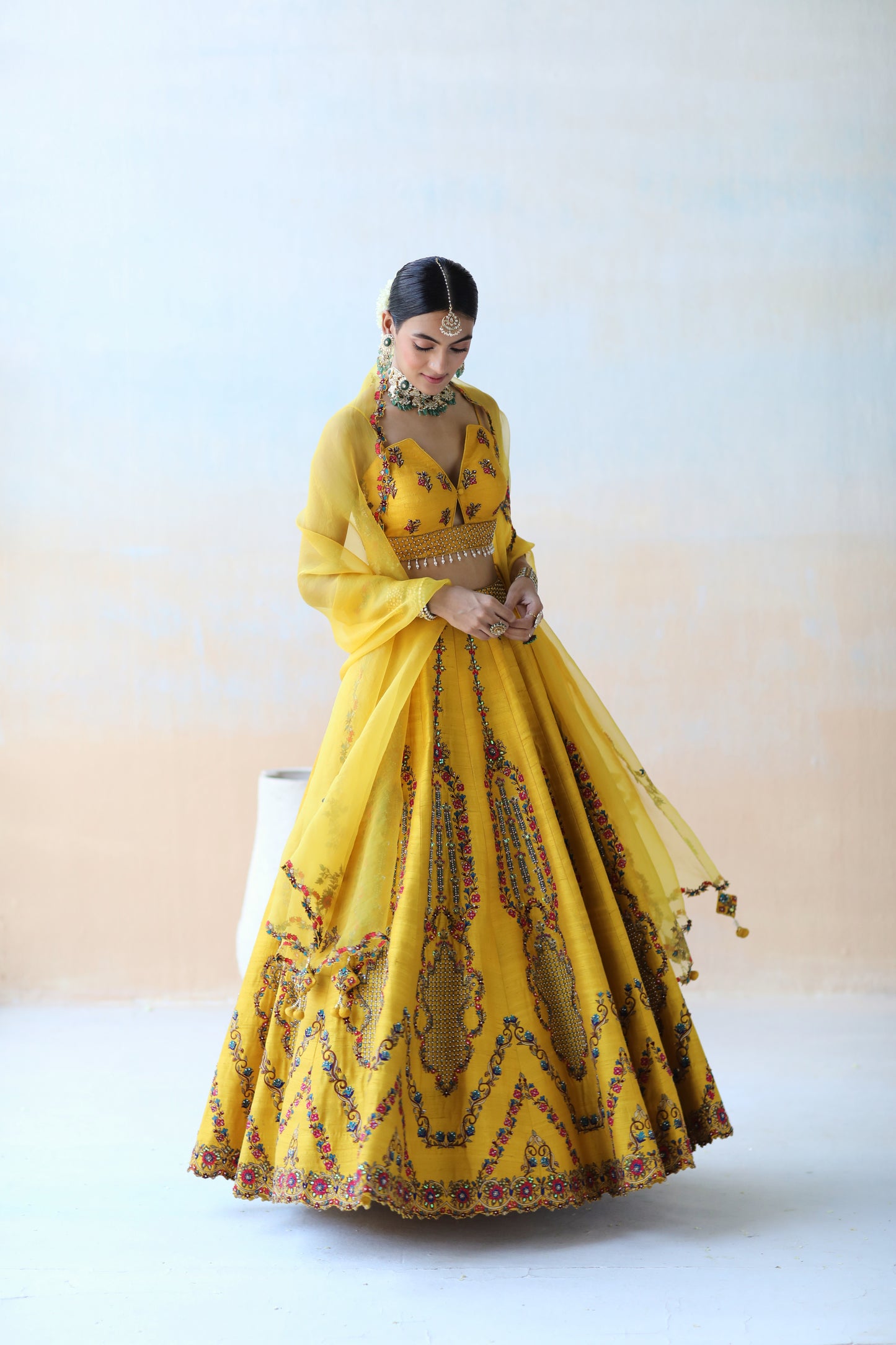 Mango yellow lehenga set