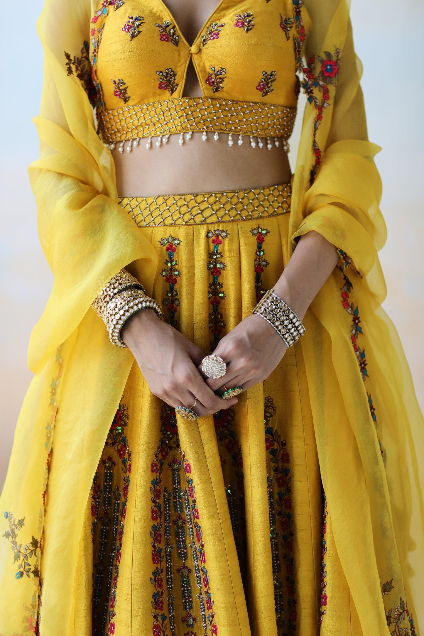 Mango yellow lehenga set