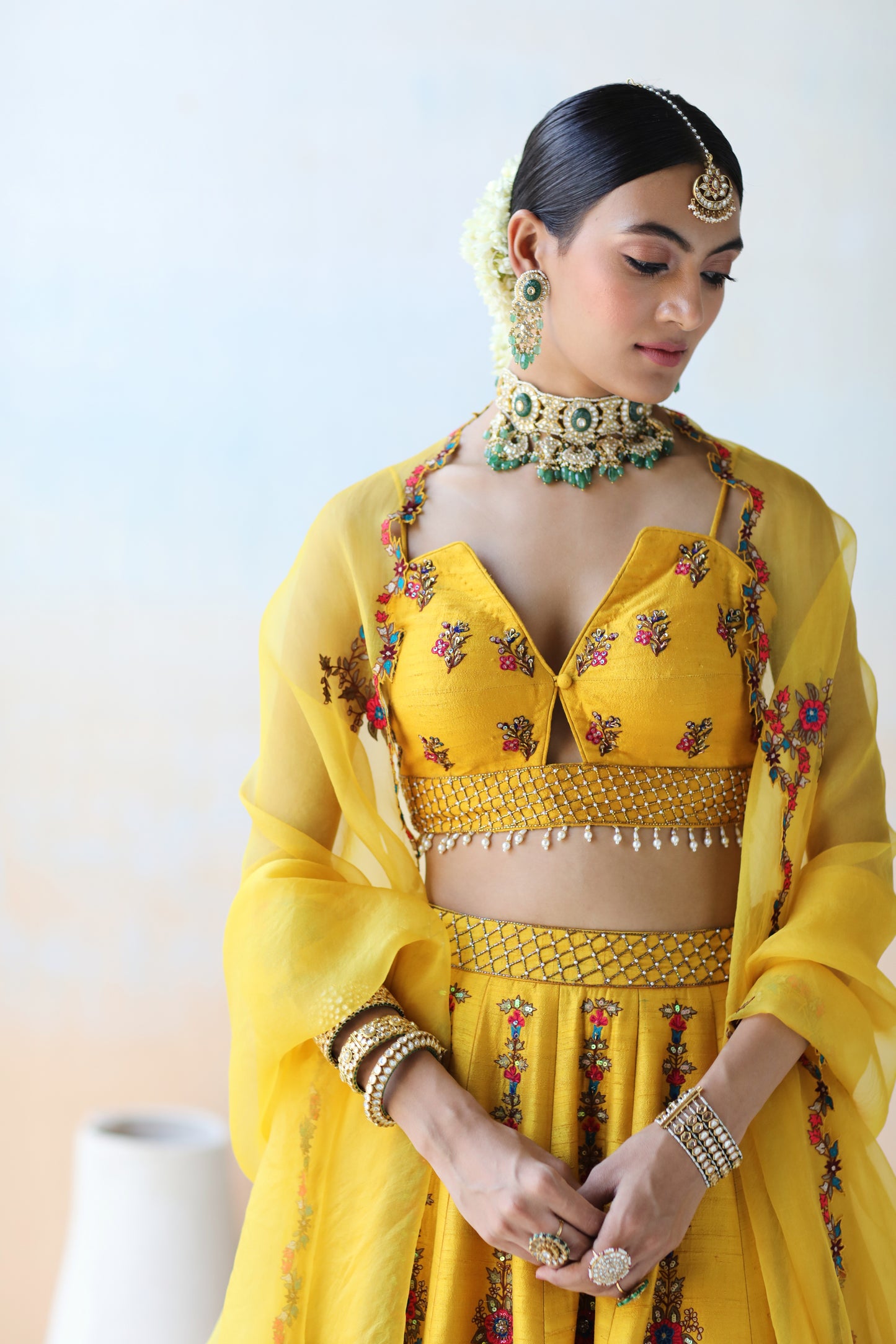 Mango yellow lehenga set