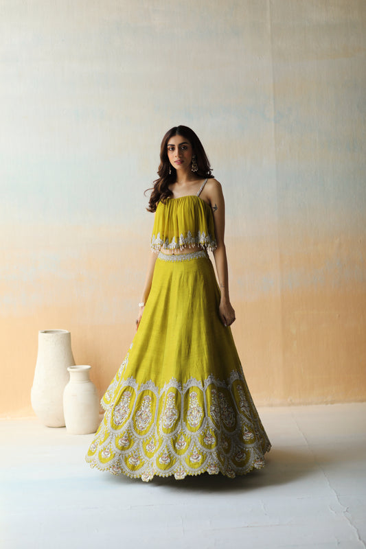 Lime green lehenga set