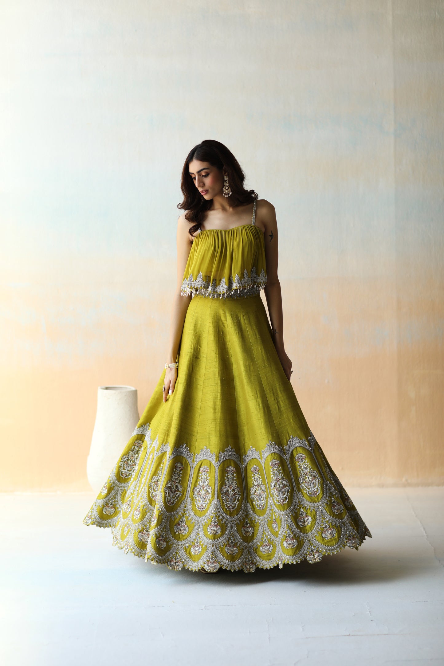 Lime green lehenga set