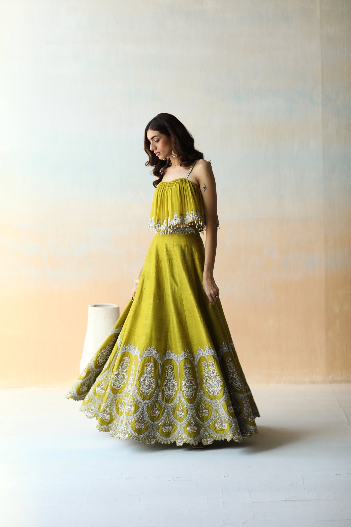 Lime green lehenga set