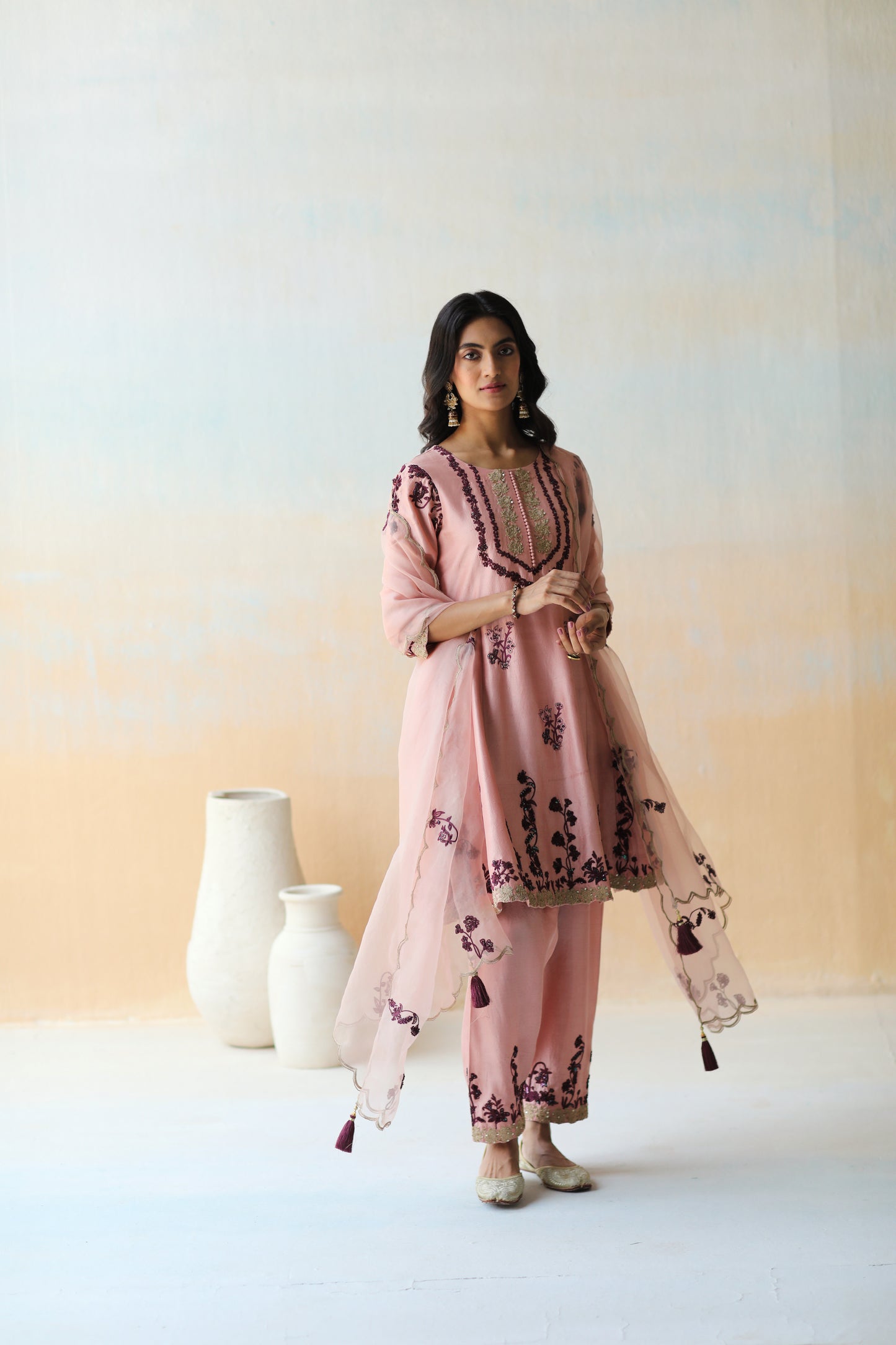 Onion pink kurta set