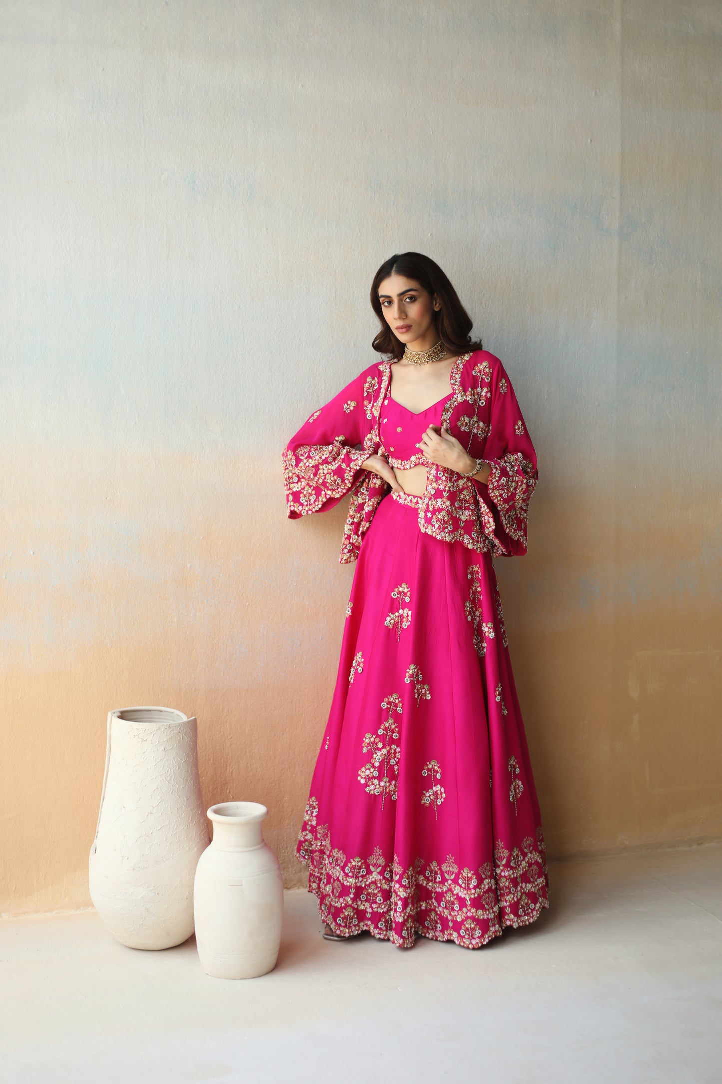 Fuchsia pink lehenga set