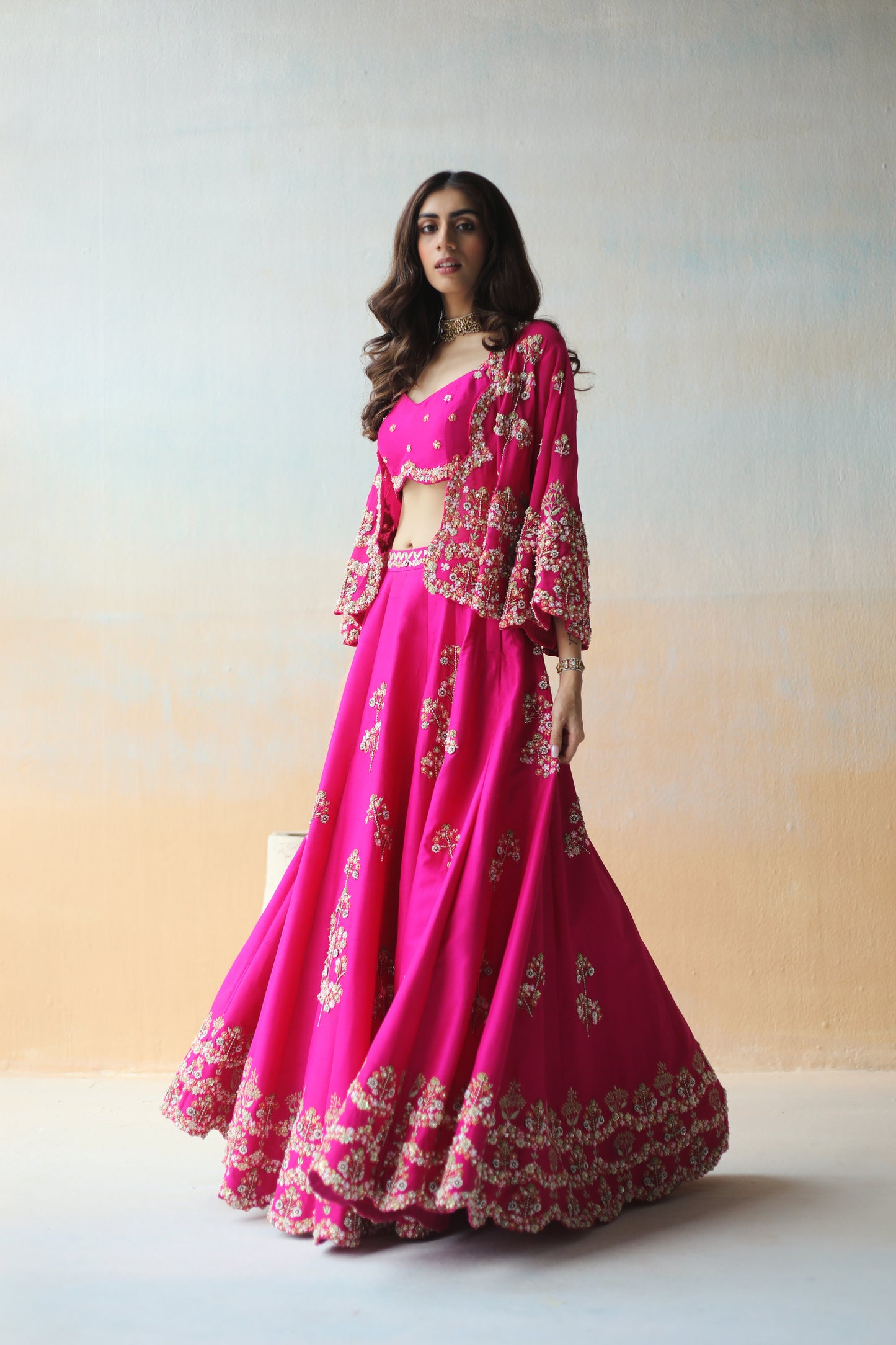 Fuchsia pink lehenga set