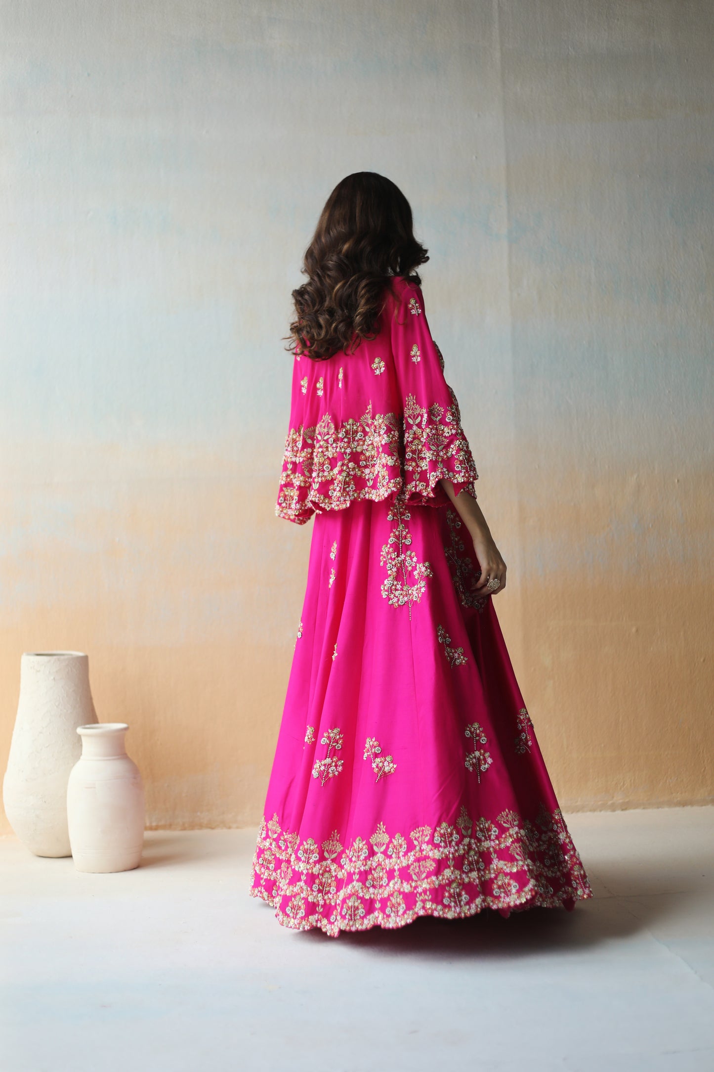 Fuchsia pink lehenga set