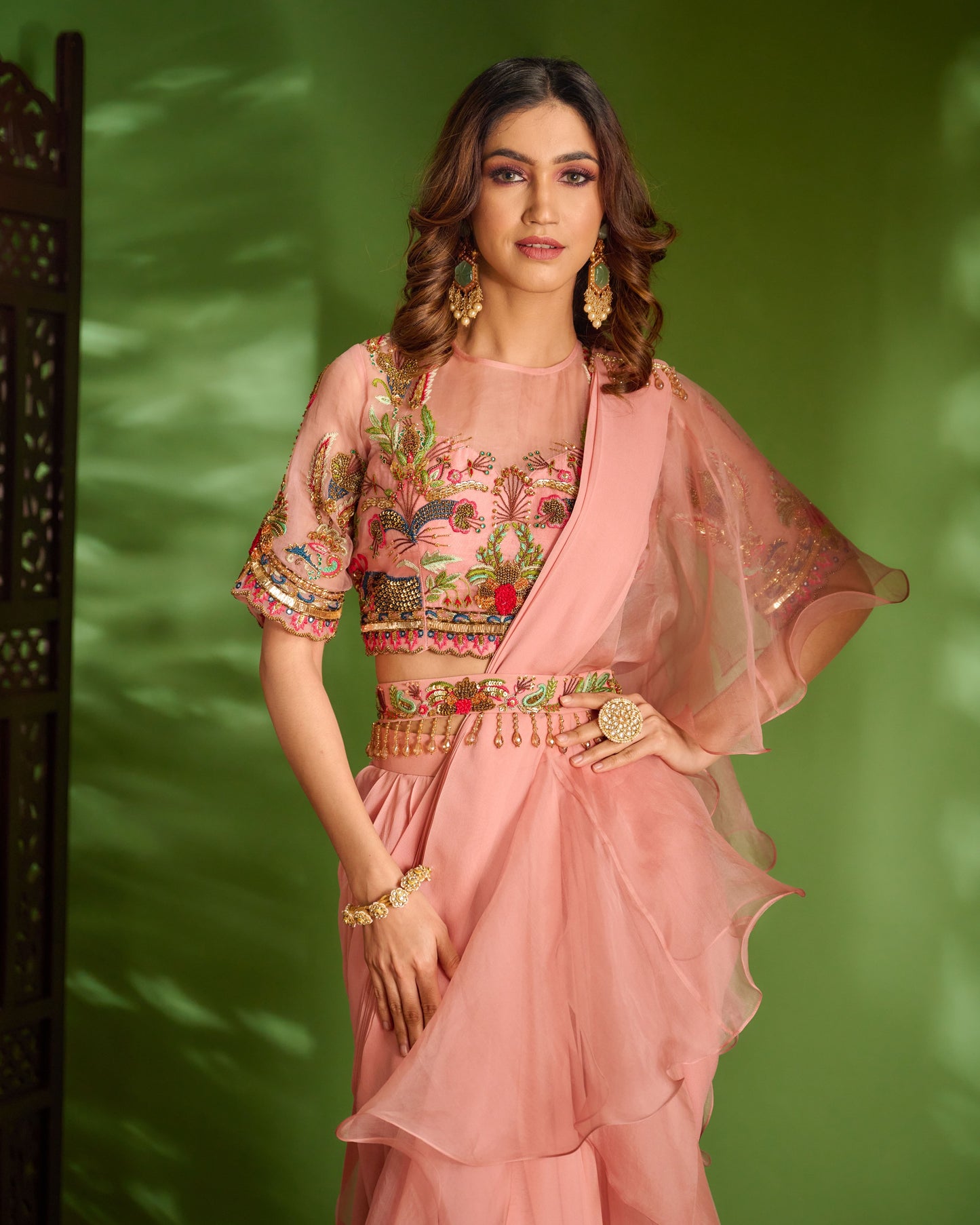 Onion pink saree set