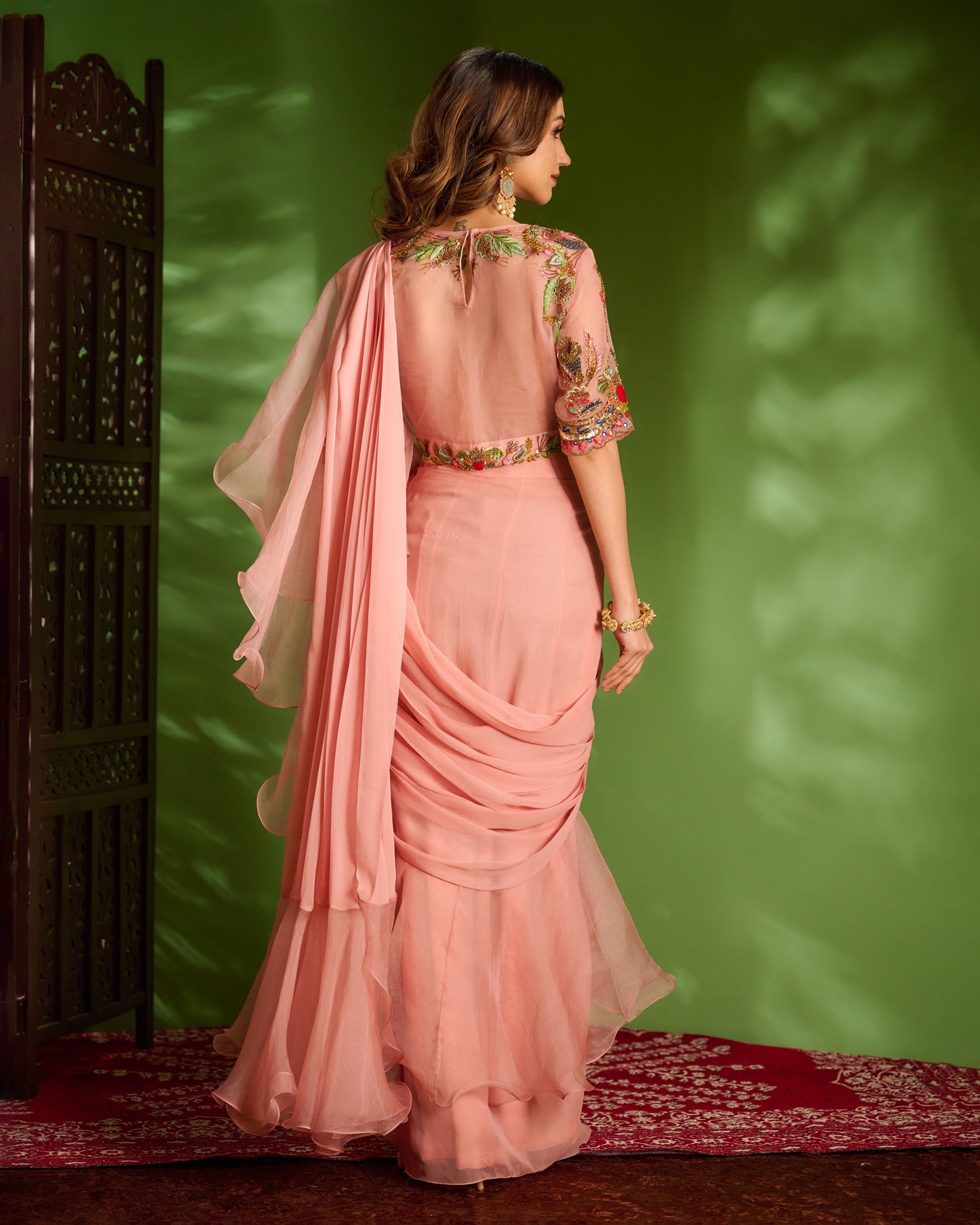 Onion pink saree set