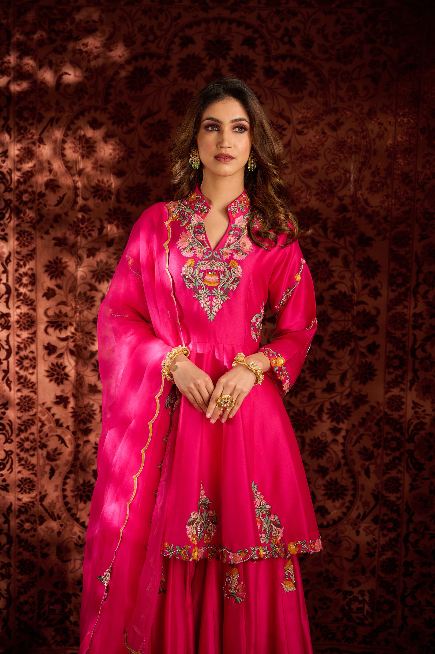 Hot pink sharara set