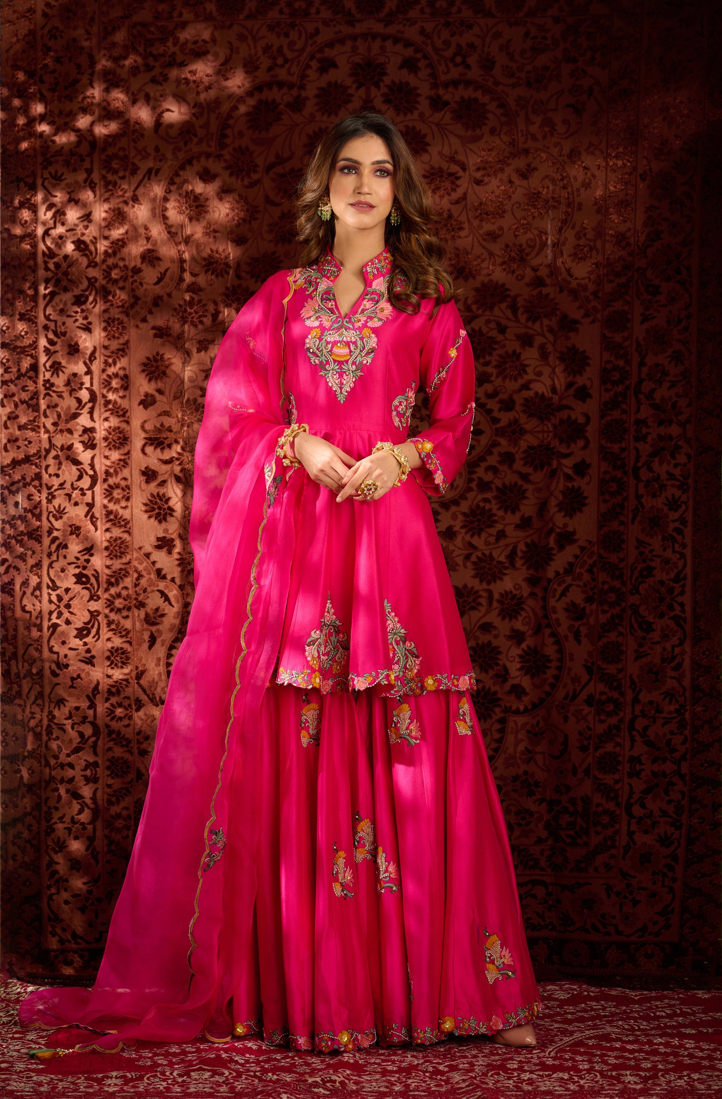 Hot pink sharara set