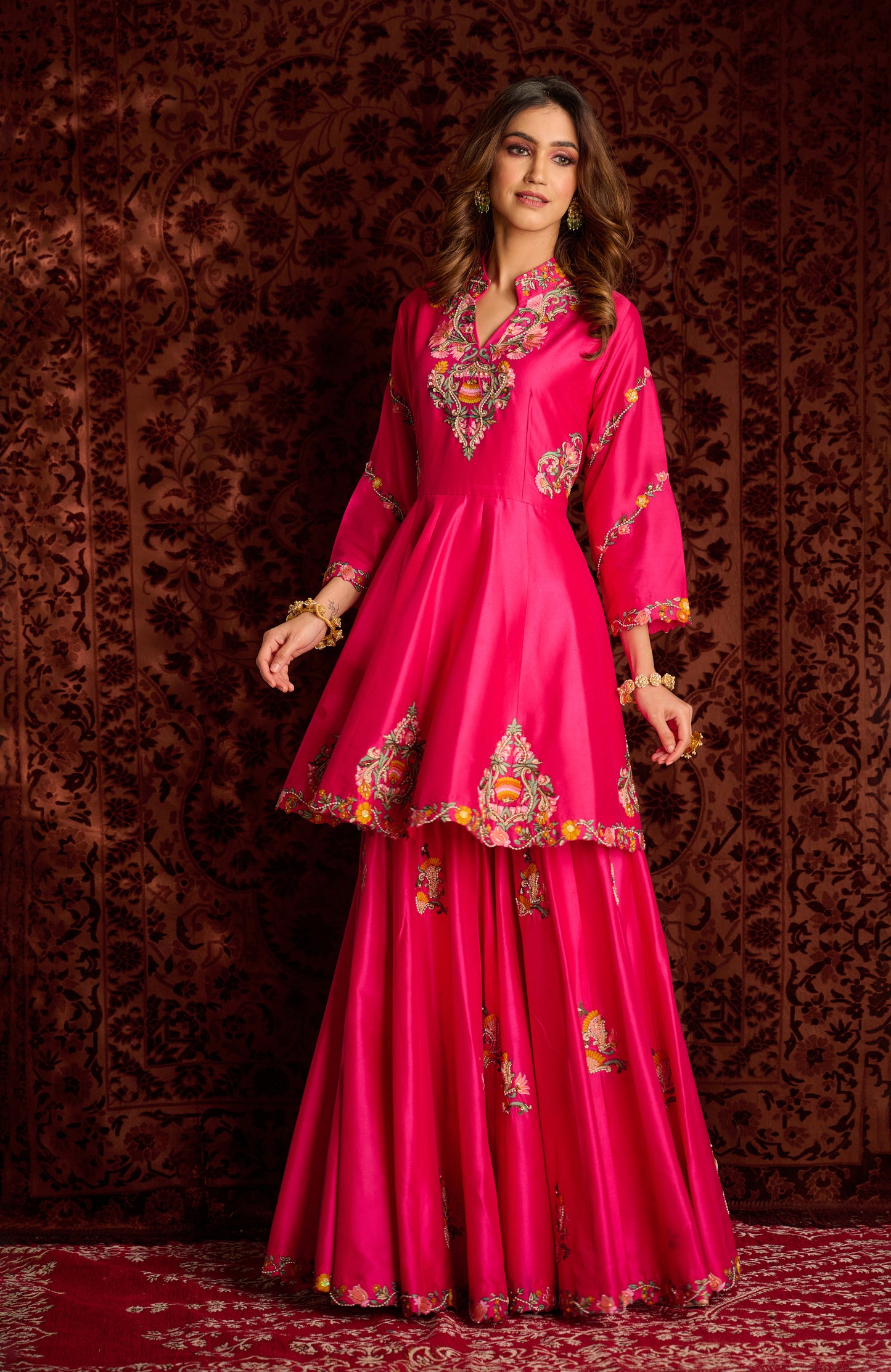 Hot pink sharara set