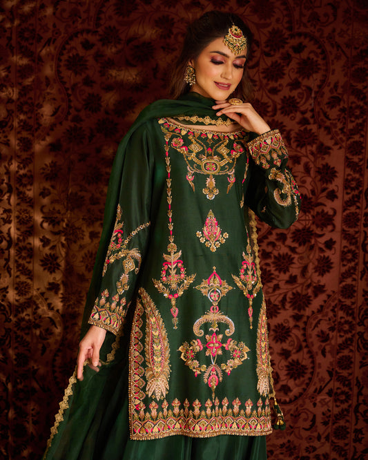 Green sharara set