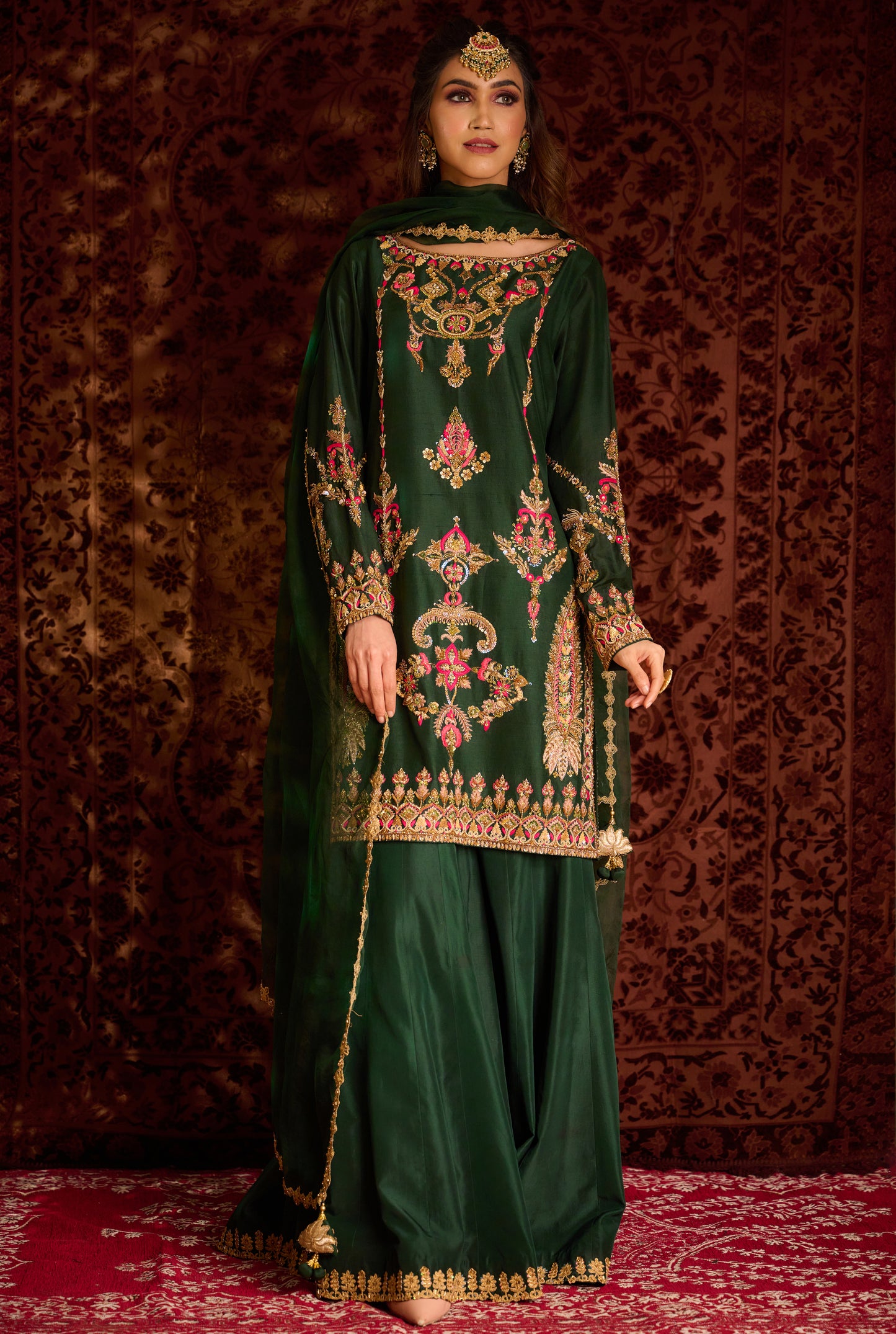 Green sharara set