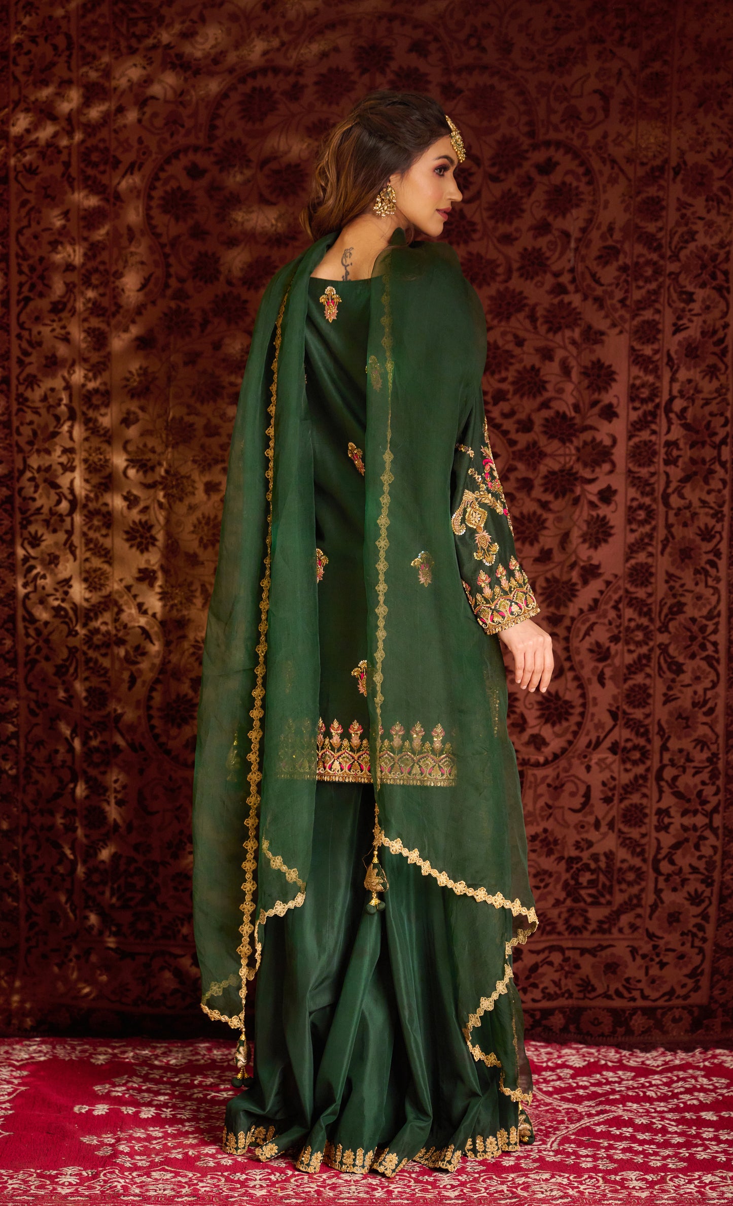 Green sharara set