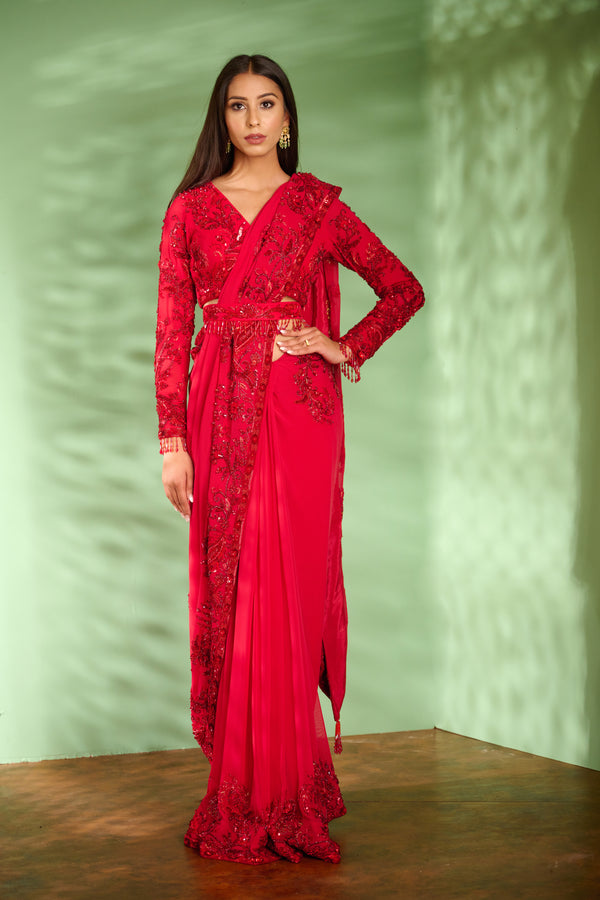 Red saree set